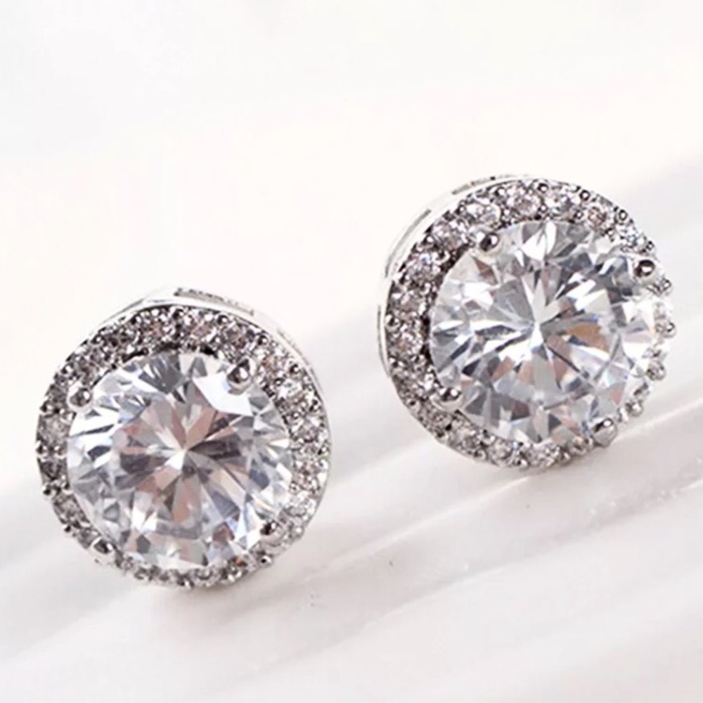 Zirconia Sparkle Ear Stud Earrings - Picture 1 of 4